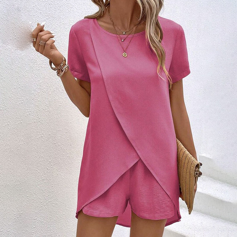 👚 Ensemble 2 Pièces Été Femme – Haut à Manches Courtes & Short | XL-Charmes