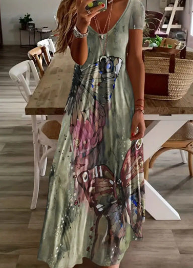 👗 Robe Imprimée Grande Taille à Bretelles – Style Bohème Chic | XL-Charmes