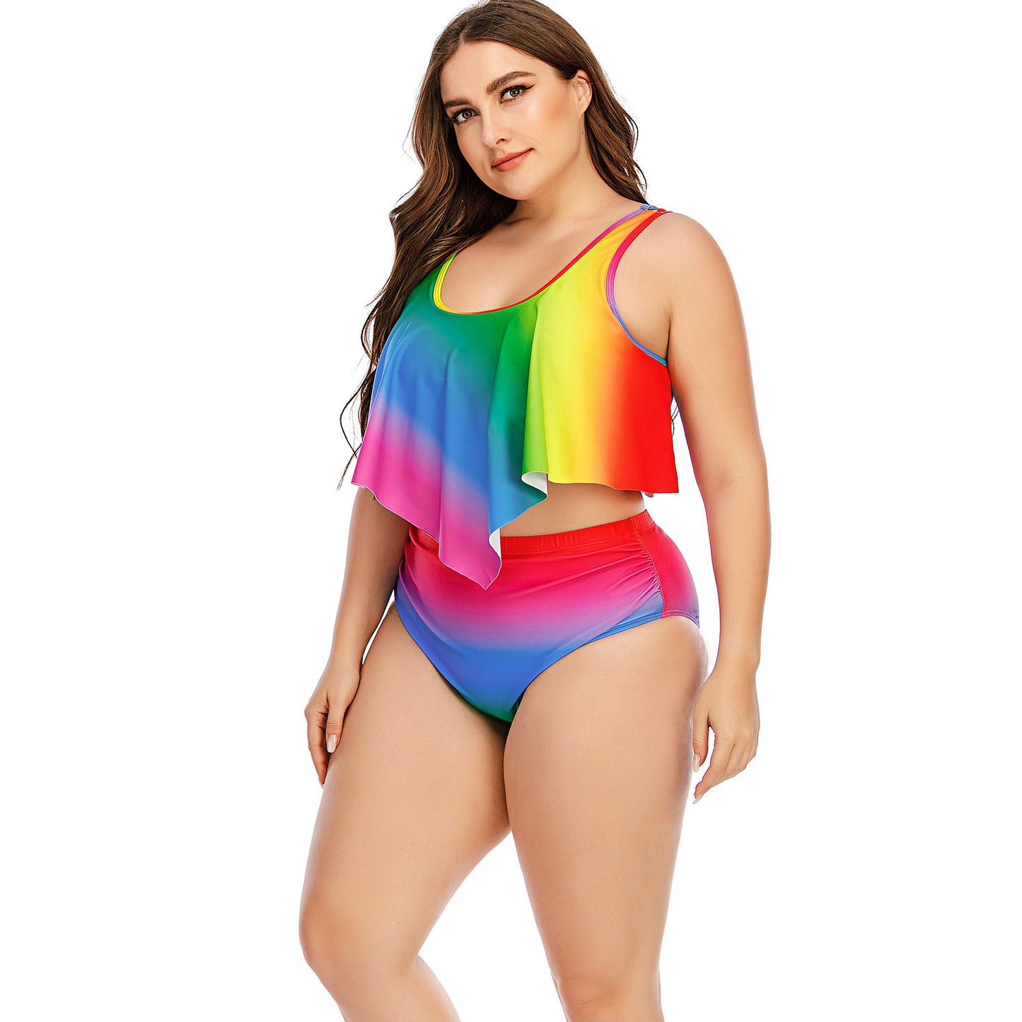 🩱 Maillot Arc-en-Ciel Fendu – Grande Taille Femme | XL-Charmes