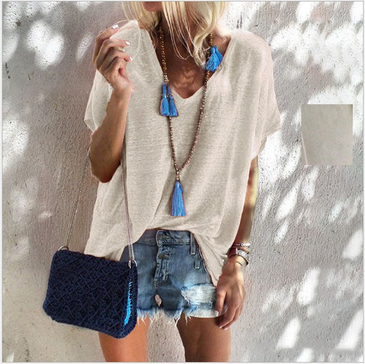 👗 Robe ample grande taille femme – Col V & manches courtes | XL-Charmes