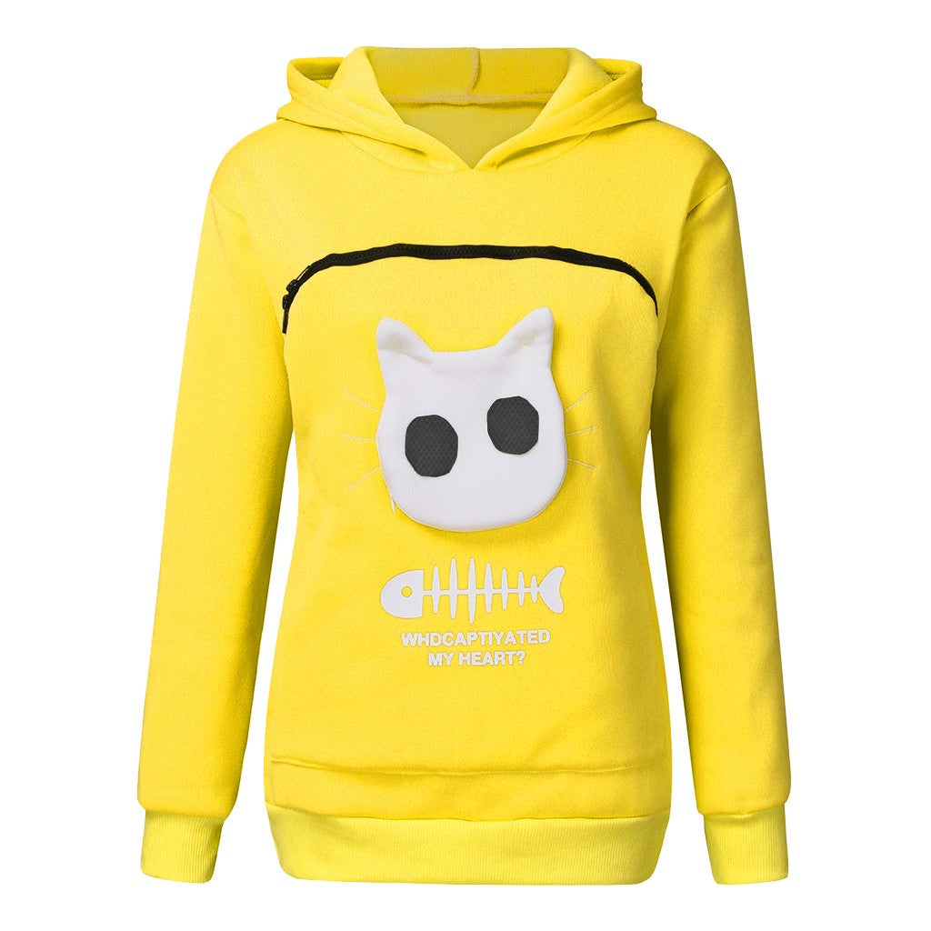 🧥 Sweat à capuche femme avec poche chat – Grande taille cosy & mignon | XL-Charmes
