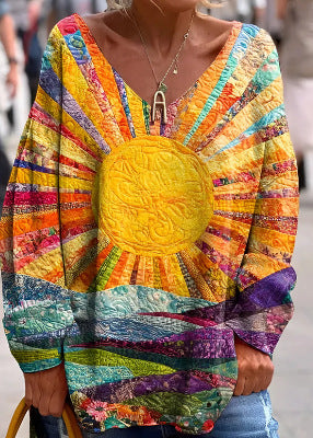 👚 Haut Imprimé Fendu Femme – Décontracté Urbain Grande Taille