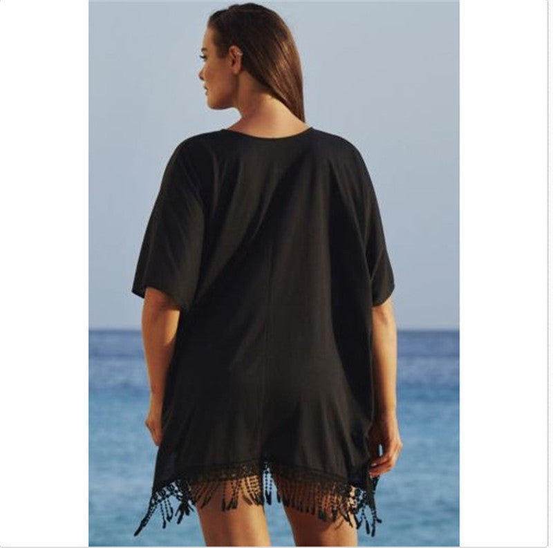 👗 Robe en dentelle grande taille femme – Ample avec pompons | XL-Charmes