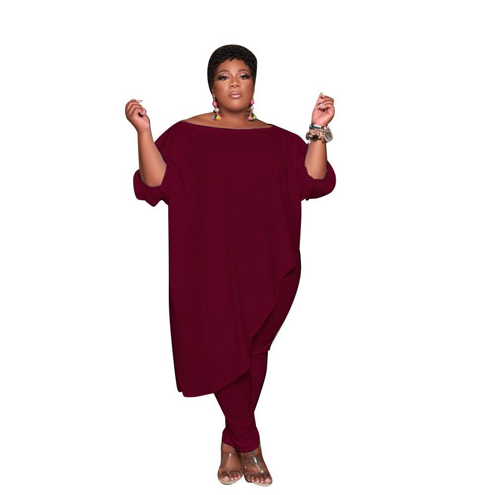 🩳 Ensemble Deux Pièces Ample – Col Bateau, Style Printemps-Automne