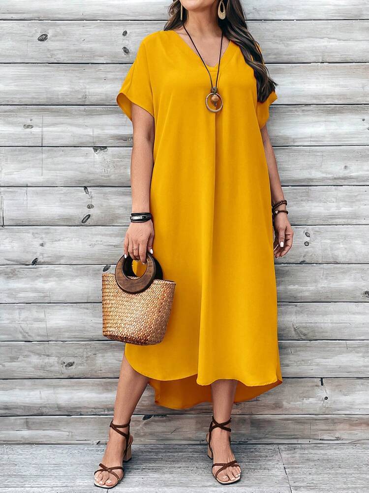 👗 Robe Décontractée Col en V Femme – Élégante & Confortable | XL-Charmes