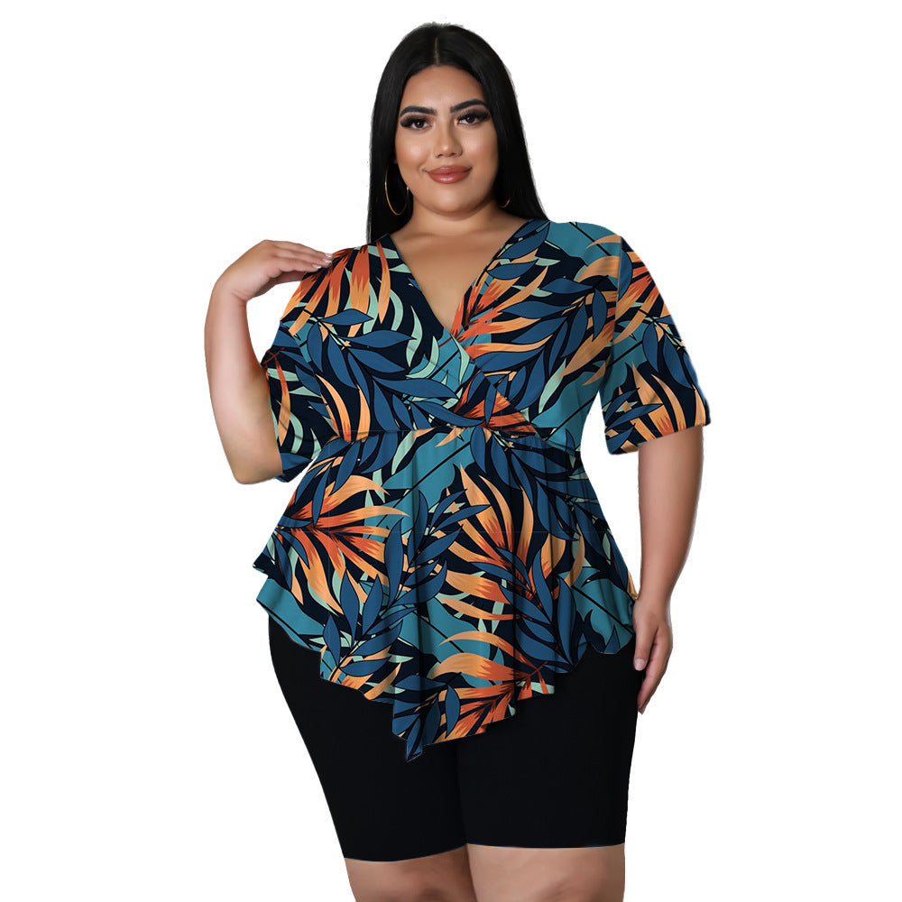 🌼 Ensemble Bohème Imprimé – Grande Taille Femme Été 2025 | XL-Charmes