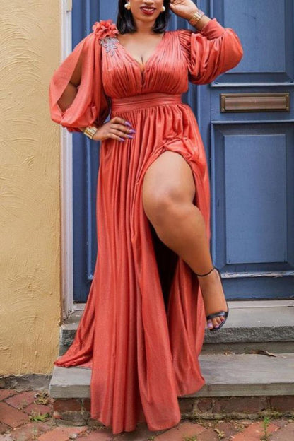 👗 Robe Satinée Élégante – Grande Taille Style Européen & Américain