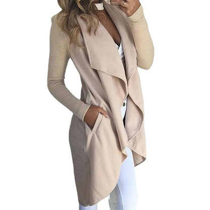 🧥 Trench-Coat Long Grande Taille – Col Polo & Coupe Ajustée