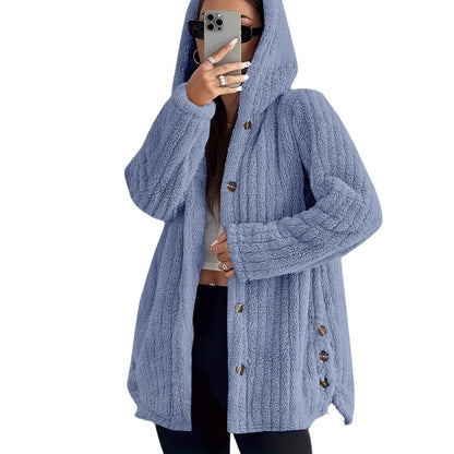 🧥 Manteau Femme Ample à Capuche en Peluche – Ultra Doux | XL-Charmes