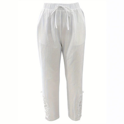 👖 Pantalon Droit Femme – Cordon de Serrage & Dentelle | XL-Charmes