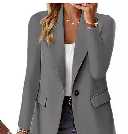 🧥 Veste Femme Décontractée à Revers & Boutons – Look Tailleur Chic