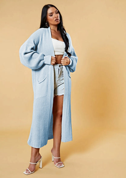 🧥 Cardigan Long Ample Femme Maille Unie Grande Taille | XL-Charmes