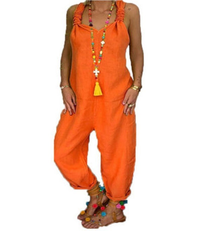 👖 Pantalon à bretelles en lin grande taille – Look décontracté femme | XL-Charmes