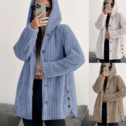 🧥 Manteau Femme Ample à Capuche en Peluche – Ultra Doux | XL-Charmes