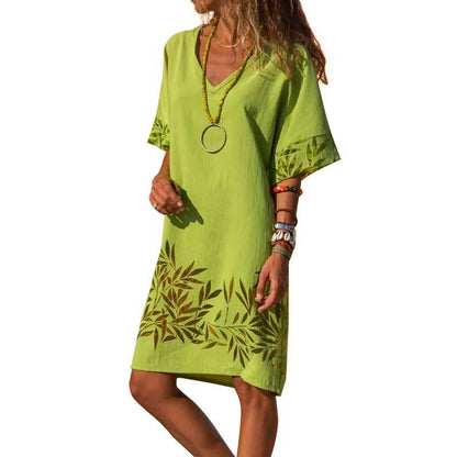 👗 Robe Décontractée Col V – Grande Taille Légère & Tendance | XL-Charmes