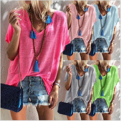 👗 Robe ample grande taille femme – Col V & manches courtes | XL-Charmes