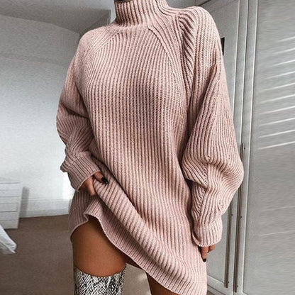 🧣 Pull Long Femme à Col Roulé – Robe Pull Chaude Hiver | XL-Charmes
