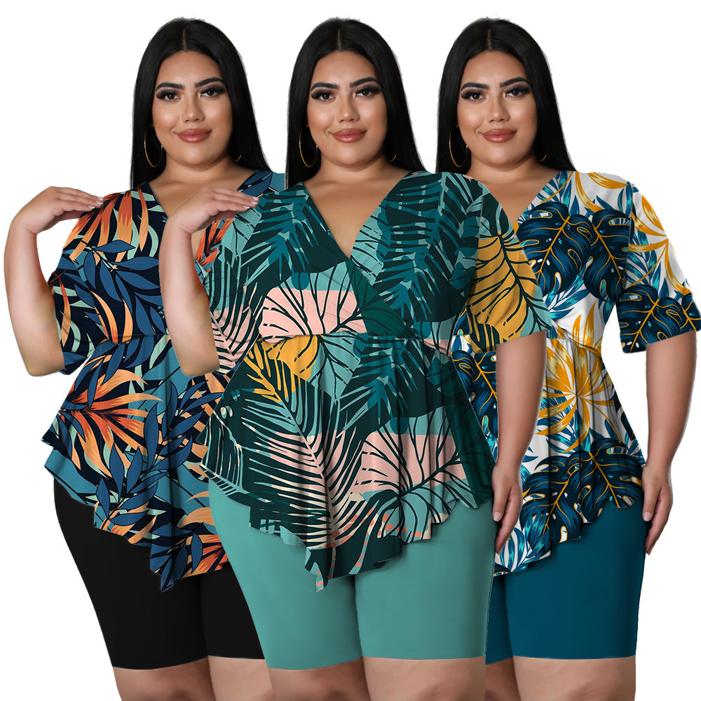 🌼 Ensemble Bohème Imprimé – Grande Taille Femme Été 2025 | XL-Charmes