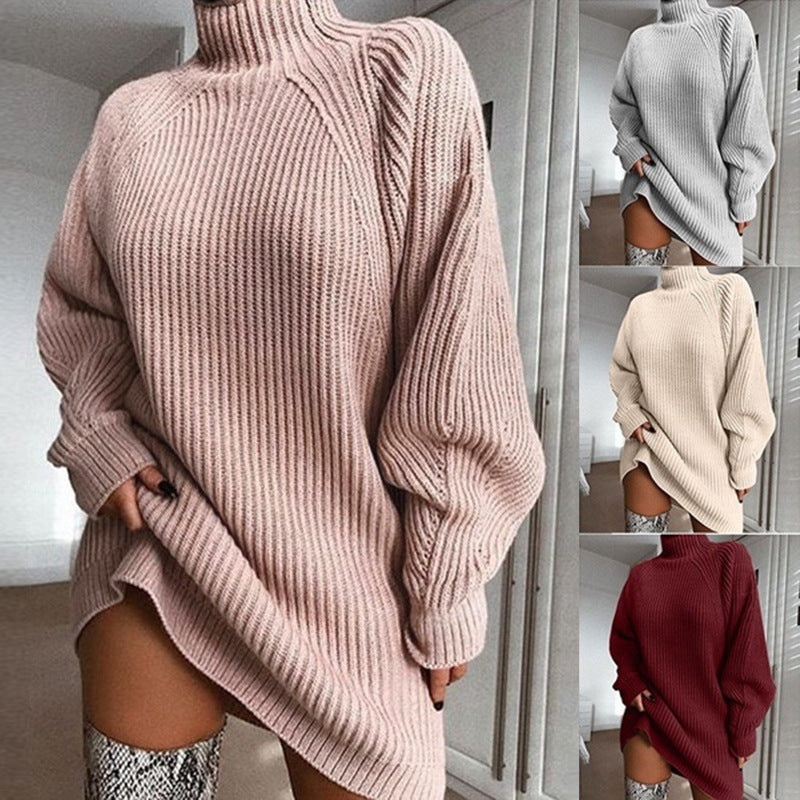 🧣 Pull Long Femme à Col Roulé – Robe Pull Chaude Hiver | XL-Charmes