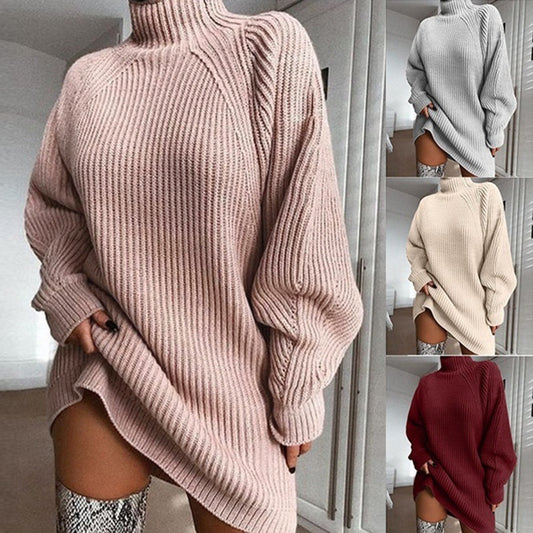 🧣 Pull Long Femme à Col Roulé – Robe Pull Chaude Hiver | XL-Charmes