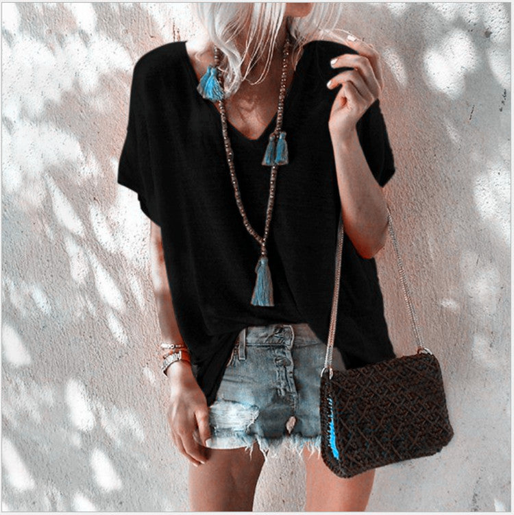 👗 Robe ample grande taille femme – Col V & manches courtes | XL-Charmes