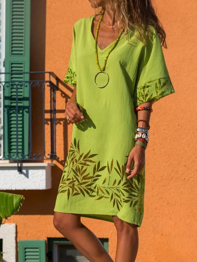 👗 Robe Décontractée Col V – Grande Taille Légère & Tendance | XL-Charmes