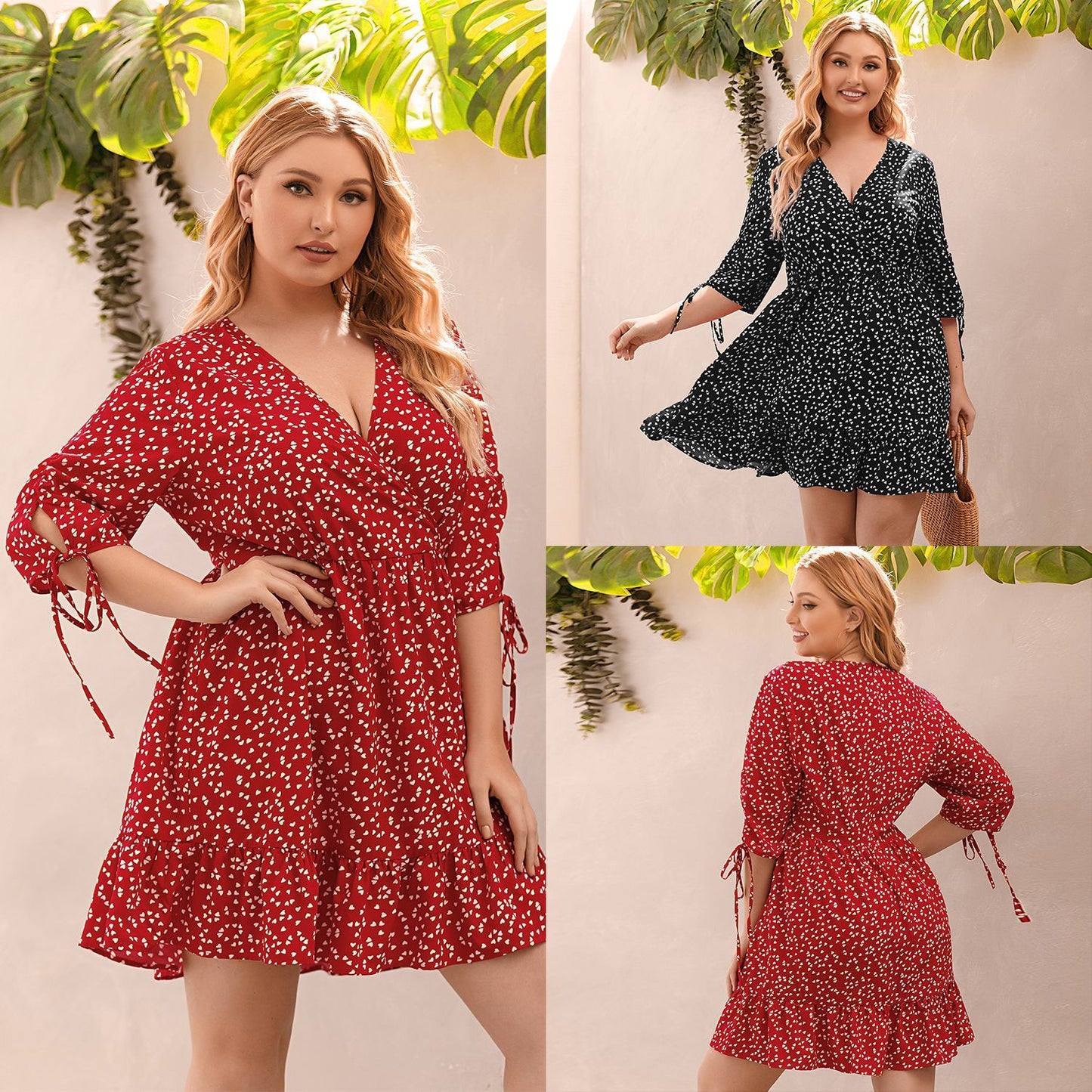 👗 Robe Imprimée Femme – Col V & Fluide Grande Taille Été 2024