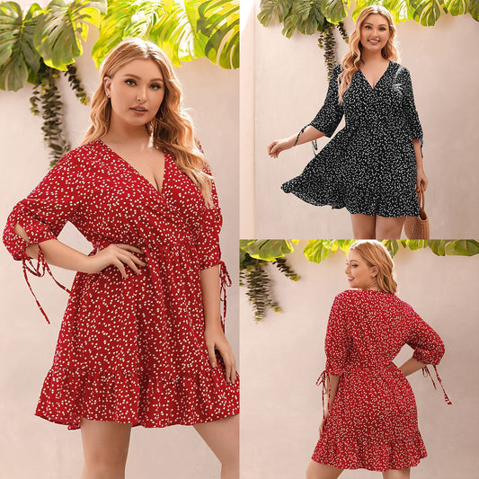 👗 Robe Imprimée Femme – Col V & Fluide Grande Taille Été 2024