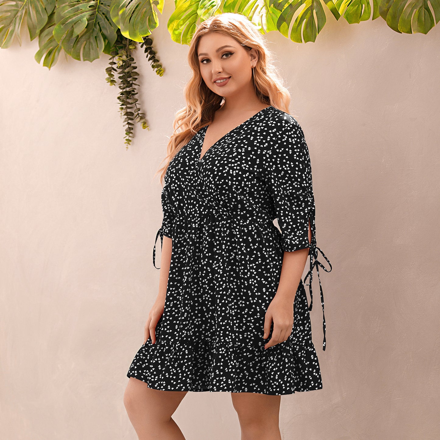 👗 Robe Imprimée Femme – Col V & Fluide Grande Taille Été 2024