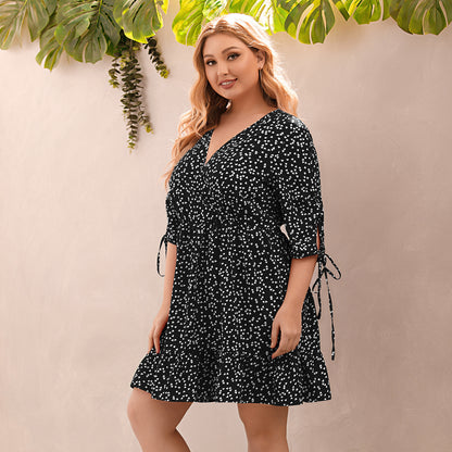 👗 Robe Imprimée Femme – Col V & Fluide Grande Taille Été 2024