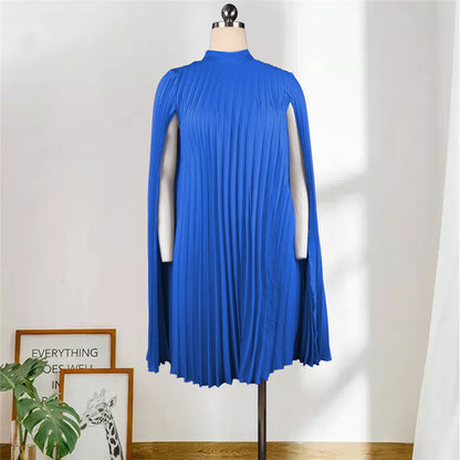 👗 Robe Ample Grande Taille – Col Rond & Manches Châle Plissées