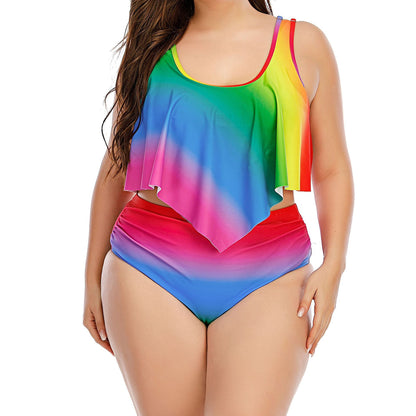 🩱 Maillot Arc-en-Ciel Fendu – Grande Taille Femme | XL-Charmes