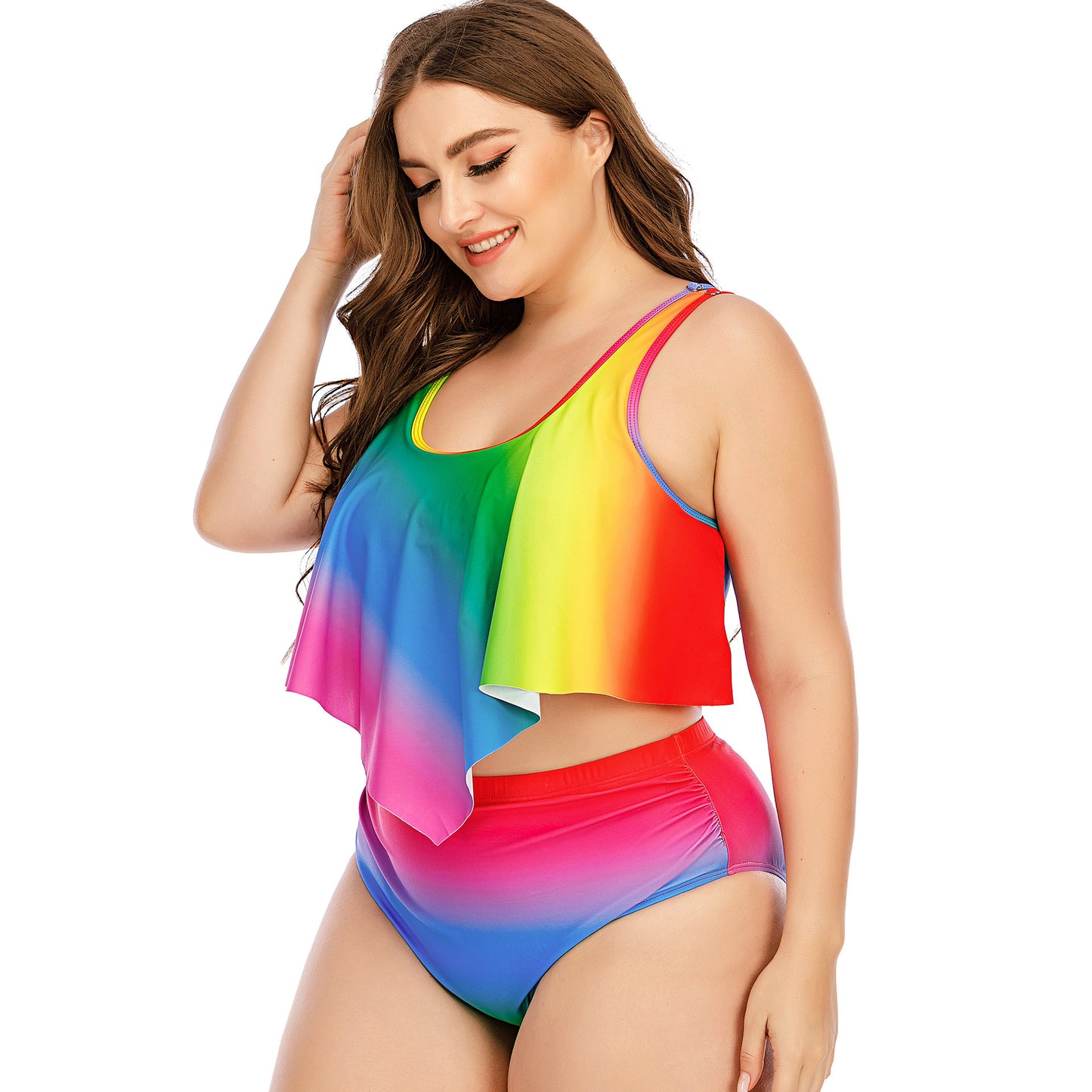 🩱 Maillot Arc-en-Ciel Fendu – Grande Taille Femme | XL-Charmes