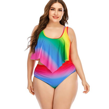 🩱 Maillot Arc-en-Ciel Fendu – Grande Taille Femme | XL-Charmes