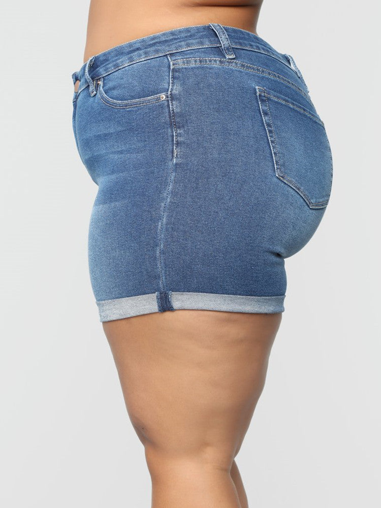 🩳 Short en Jean Extensible – Grande Taille Femme | XL-Charmes
