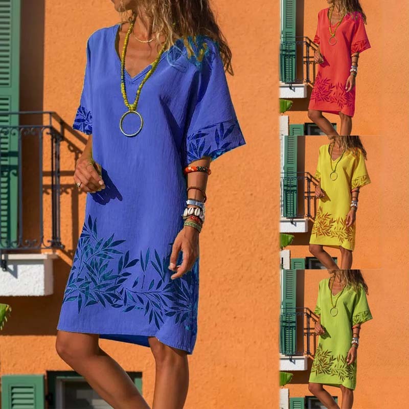 👗 Robe Décontractée Col V – Grande Taille Légère & Tendance | XL-Charmes