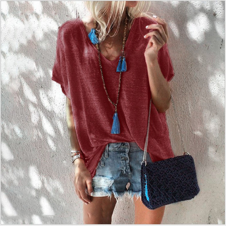 👗 Robe ample grande taille femme – Col V & manches courtes | XL-Charmes