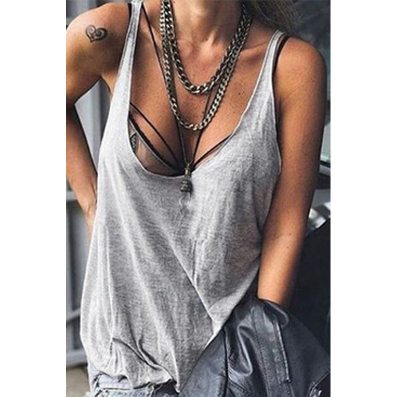 👚 Caraco Uni Bretelles – T-shirt Décontracté Grande Taille | XL-Charmes