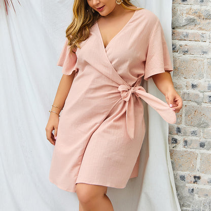 👗 Robe Portefeuille Col V Élégante Grande Taille | XL-Charmes