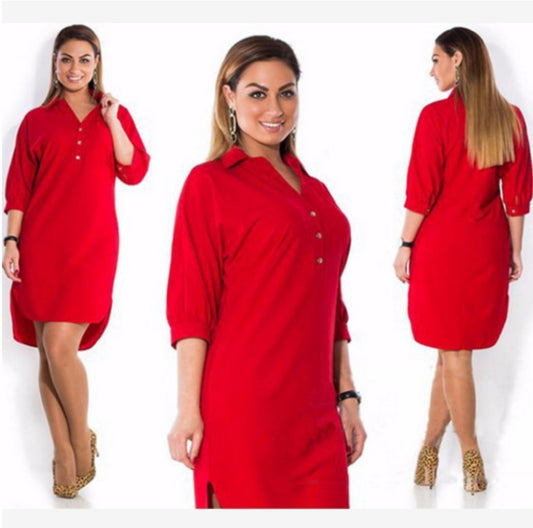 👗 Robe Chemise Irrégulière Grande Taille – Élégante & Ample | XL-Charmes