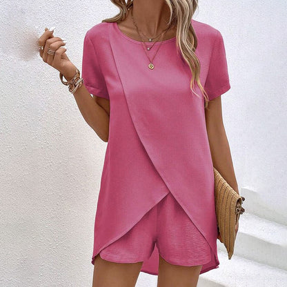 👚 Ensemble 2 Pièces Été Femme – Haut à Manches Courtes & Short | XL-Charmes