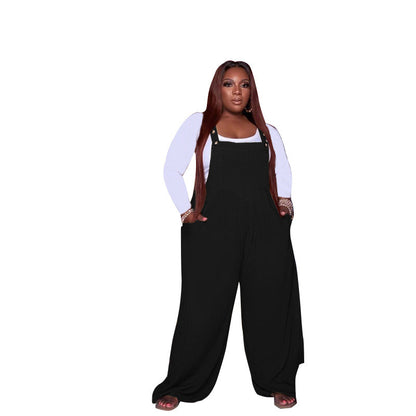 👖 Ensemble 2 Pièces Salopette Uni – Grande Taille Femme Décontractée | XL-Charmes