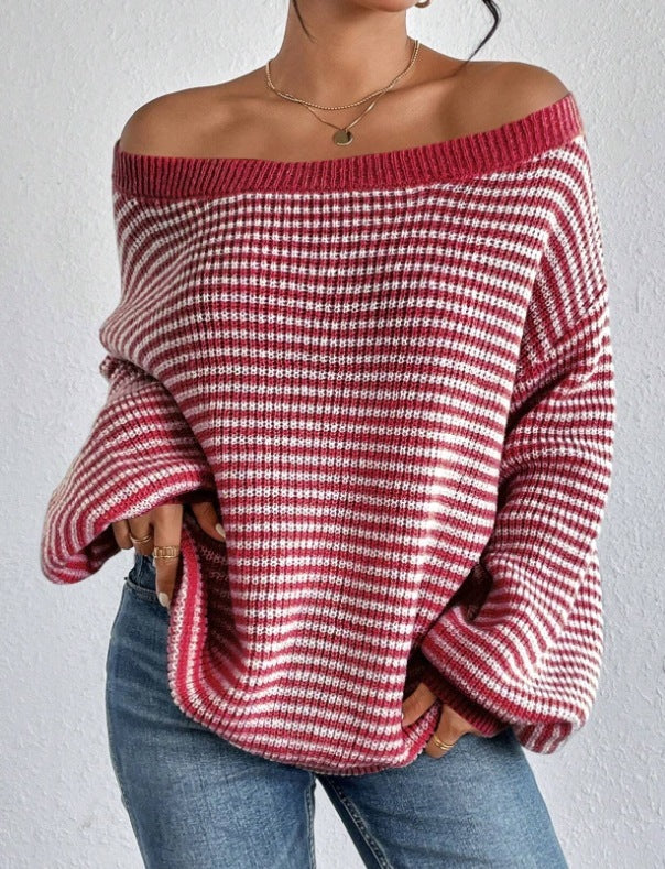 🧥 Pull Femme à Col Montant – Épaules Ouvertes & Couleur Contrastée | XL-Charmes
