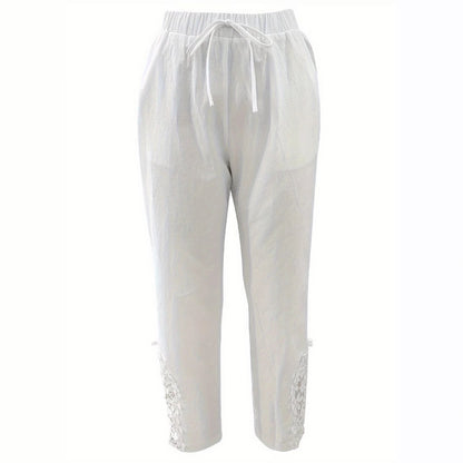 👖 Pantalon Droit Femme – Cordon de Serrage & Dentelle | XL-Charmes