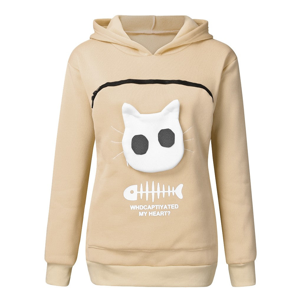 🧥 Sweat à capuche femme avec poche chat – Grande taille cosy & mignon | XL-Charmes