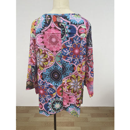 👚 Haut Ample Imprimé – Décontracté & Grande Taille Femme | XL-Charmes