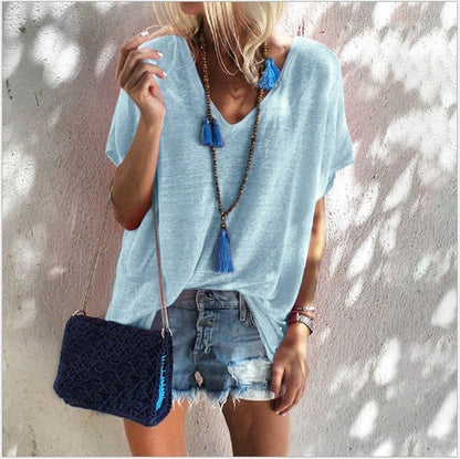 👗 Robe ample grande taille femme – Col V & manches courtes | XL-Charmes