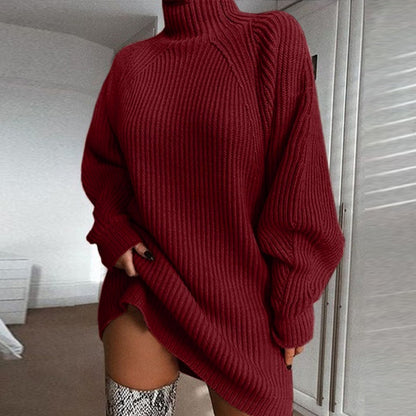 🧣 Pull Long Femme à Col Roulé – Robe Pull Chaude Hiver | XL-Charmes