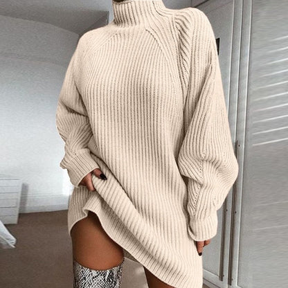 🧣 Pull Long Femme à Col Roulé – Robe Pull Chaude Hiver | XL-Charmes