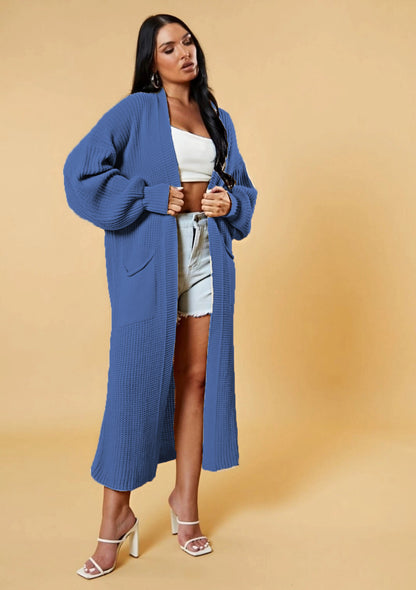 🧥 Cardigan Long Ample Femme Maille Unie Grande Taille | XL-Charmes